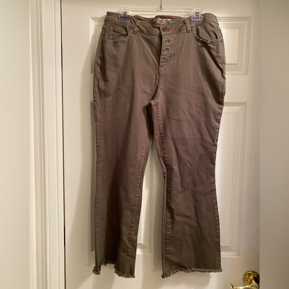 NWOT Peace, Love World Olive Green Frayed Hem Jeans